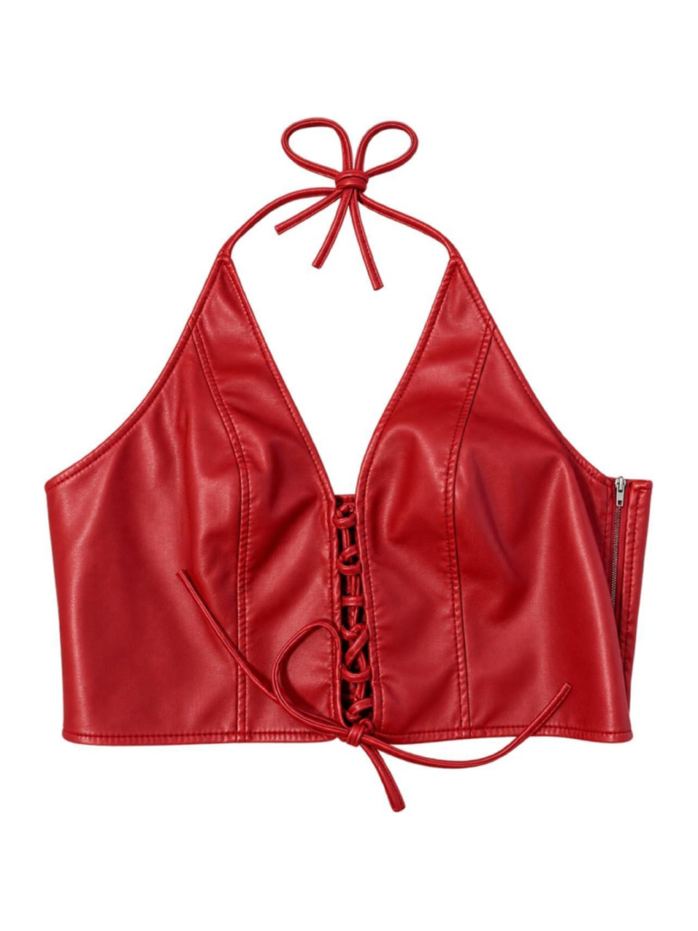 NWT Silence + Noise Teya Faux Leather Halter Top – Urban Outfitters, Wine, XL